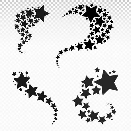 Set of Stars. Star design tattoos. Vector illustration. Isolated on transparent backgroundのイラスト素材