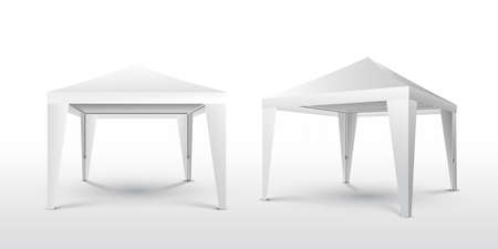 Promotional advertising outdoor event trade show pop-up tent. Mock-up template ready for your design vector illustration isolated on white background.のイラスト素材