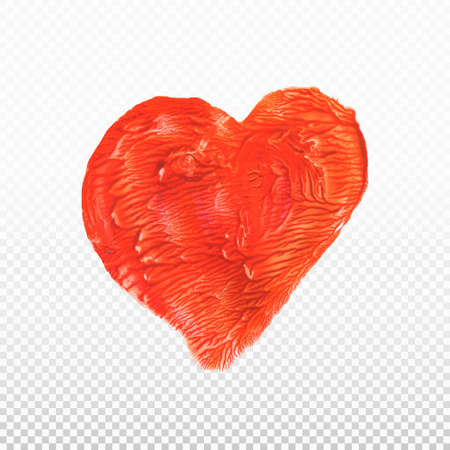 Hand drawn painted red heart. For greeting cards and invitations of the wedding, birthday, Valentine's Day. Vector illustration. Isolated on transparent backgroundのイラスト素材