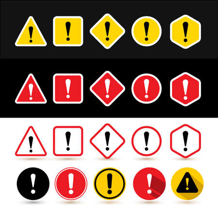 set of attention signs shapes triangle square rhombus circle