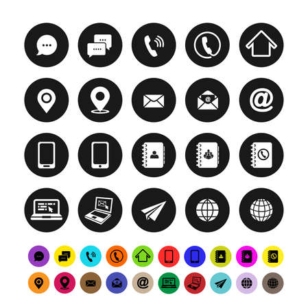 Set of contact icons. Flat design. Vector illustration. Isolated on white backgroundのイラスト素材