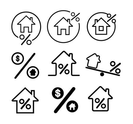 Set of Rate for mortgage icon. Vector illustration. Isolated on white backgroundのイラスト素材