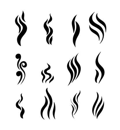 Set of Aroma icon. Smoke vector illustration. Flat design. Isolated on white backgroundのイラスト素材