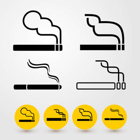 Set of smoking cigarette icon. Vector illustration. Isolated on white backgroundのイラスト素材