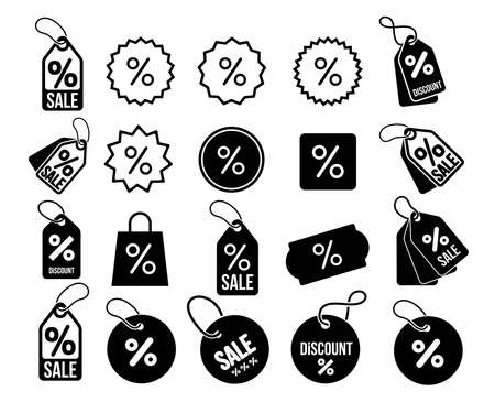 Big set of Discount, percentage icon symbol. Vector illustration. Isolated on white background.のイラスト素材