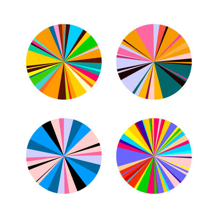 Bright circles of colored stripes. Fashion trend in art. Round Vector illustration. Isolated on white background.のイラスト素材