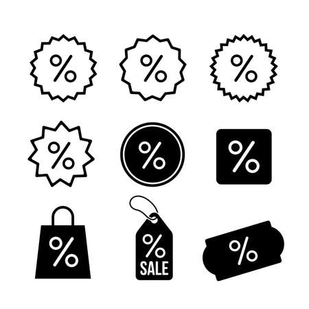 Set of Discount, percentage icon symbol. Vector illustration. Isolated on white background.のイラスト素材