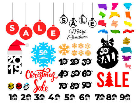 Set of Christmas sale. Template banners with hand draw pattern. Winter promotion vertical coupon. Applicable for discount flyer, roll up, poster. Vector illustration. Isolated on white background.のイラスト素材