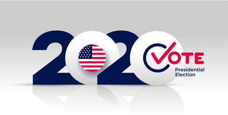Election header banner 2020 United States of America Presidential election. With Patriotic Stars and Stripes Theme. Vote Design logo. Vector illustration. Isolated on white background.のイラスト素材