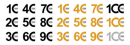 Set of Year Anniversary. Vector template design Illustration. Isolated on white background.のイラスト素材