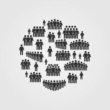 Set of People Icons. Person work group team. People lined up in a circle. Vector illustration. Isolated on white background.のイラスト素材