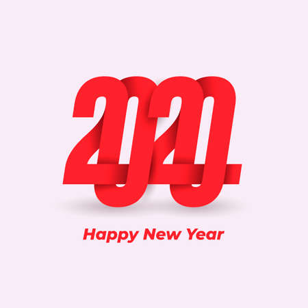 Happy New Year 2020 Design logo Pattern. Celebration text graphics. Cover of business diary for with wishes. Brochure design template, card, banner, poster. Vector. Isolated on white background.のイラスト素材