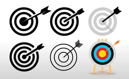 Set of target icon. Flat design element. Vector illustration. Isolated on white background.のイラスト素材