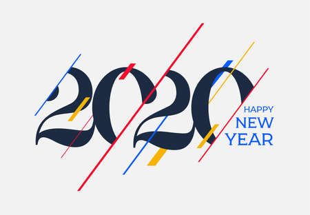 2020 Happy new year design template. Design for calendar, greeting cards or print. Vector illustration. Isolated on white background.のイラスト素材