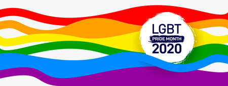 LGBT Pride Month in June 2020. Celebrated annual. LGBT flag striped. Pride day line abstract pattern. Human rights and tolerance. Vector illustration isolated on white background.のイラスト素材