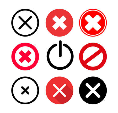 Set of cancel icon. Cancel sign symbol vector illustration. Isolated on white background.のイラスト素材