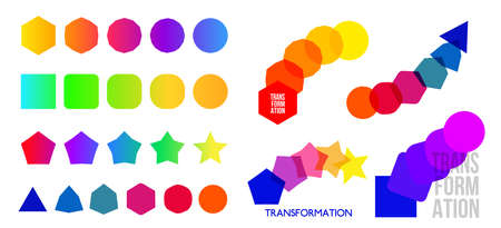 Set of change icon, evolution, transformation, development, coaching color . Vector illustration. Isolated on white background.のイラスト素材