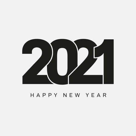 Happy New Year 2021  text design. Cover of business diary for 2021 with wishes. Brochure design template, card, banner. Holiday, vector illustration. Isolated on white background.のイラスト素材