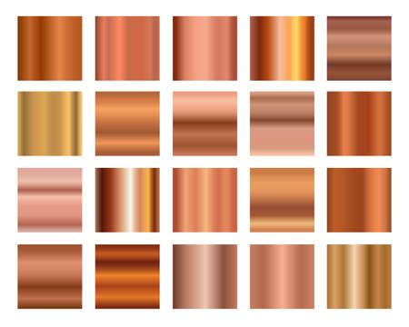 Set of bronze copper metal foil abstract background with modern vector gradient style. Metallic polished abstract texture. Vector illustration. Isolated vector illustration.のイラスト素材