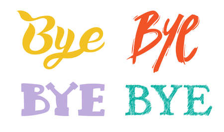 Set of Bye slogan. Scribble icon freehand drawing. Vector illustration. Isolated on white background.のイラスト素材