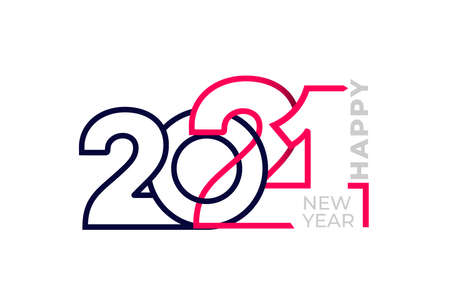 Happy New Year elegant design of red 2021   numbers. Typography for 2021 save the date luxury designs and new year celebration invite. Isolated on white background. Vector illustration.のイラスト素材