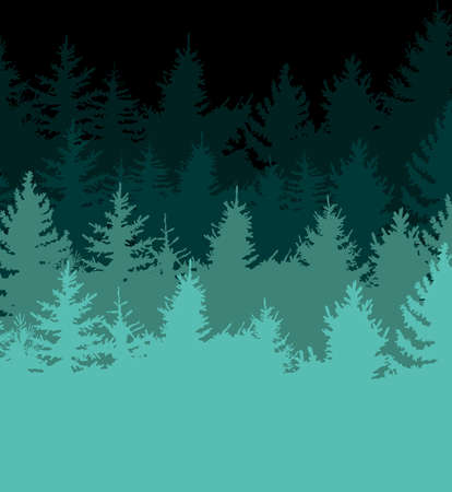 Elegant design pattern with fir trees, vector elements. Forest pattern for invitations, gift wrap, cards, print, textile, fabric, wallpapers, manufacturing. Nature theme. Isolated on black background.のイラスト素材