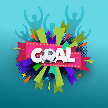 European football cup 2020. Goal football sport, soccer ball. Goal text speech bubble balloon. Wow banner message. Comics book font sound phrase template. Vector illustration funny colored design.のイラスト素材