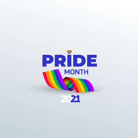 Pride month. Rainbow ribbon symbol. Vector pride month event celebration isolated on white background.のイラスト素材