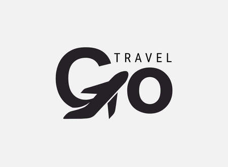 Go travel icon. Design lettering G Air Travel. Vector simple black and white concept. Trendy icon for branding, calendar, card, banner, cover. Isolated on white background.のイラスト素材