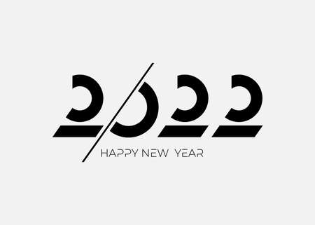 Invitation with 2022 icon sign. Icon minimal Happy New Year Graphic vector illustration. Decoration flat for new year holidays. Vector illustration with black label isolated on white background.のイラスト素材