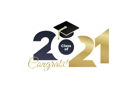 Class 2021. Vector simple black and gold concept. Trendy background for branding, calendar, card, banner, cover.のイラスト素材