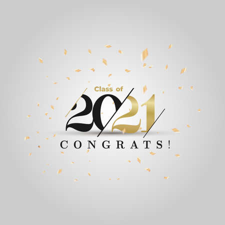 Class 2021. Vector simple black and gold concept. Trendy background for branding, calendar, card, banner, cover. Isolated on white background.のイラスト素材