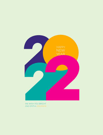 2022 Happy New Year. Creative concept 2022. Design template with typography for celebration and season decoration. Vector illustration trendy background for branding, calendar, banner, cover.のイラスト素材