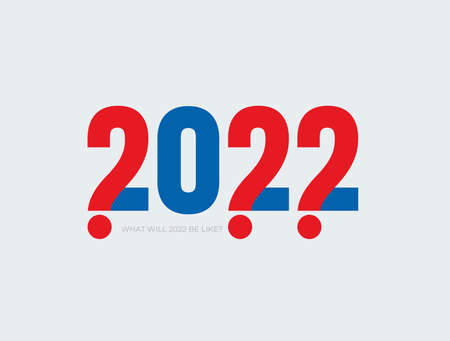 What will 2022 be like. A question mark about the upcoming new year. Many questions in 2022. Design poster for social networks, websites, banner. Vector illustration. Isolated on white background.のイラスト素材