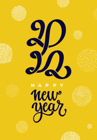 2022 Calligraphy lettering by brush. Christmas template in typography design. Merry Christmas and Happy New Year. Decoration card for new year holidays. 2022 Christmas numbers design template.のイラスト素材