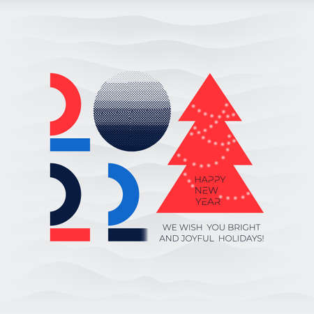 2022 icon sign. Colorful logo minimal Happy New Year graphic. Decoration flat for new year holidays. 2022 vector illustration with label isolated on white background.のイラスト素材