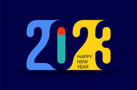 Happy New Year 2023 text design. Christmas letters, symbols for your design. Vector numbers brochure design template, site, card, banner. Isolated on white background.のイラスト素材