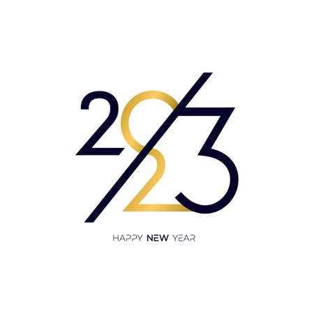 Trend logo 2023 Happy New Year text design. 2023 number design template. 2023 Happy New Year symbols. Vector illustration. Isolated on white background-01のイラスト素材