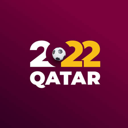 Advertising banner for Qatar 2022 World Cup. Vector illustration. Isolated on red background.のイラスト素材
