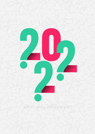 What will 2022 be like. Question mark. A question mark about the upcoming new year. Many questions in 2022. Design poster for social networks, banner. Vertical vector illustration.のイラスト素材