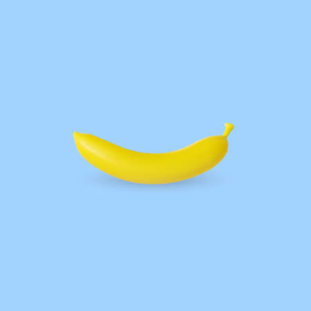 Banana icon isolated on blue background. Fresh fruit, vector realistic flat banana.のイラスト素材
