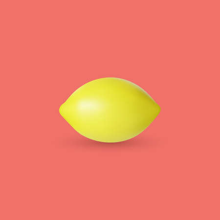 One lemon realistic vector, isolated on bright background. tropical fruit. Flat lay, top view.のイラスト素材