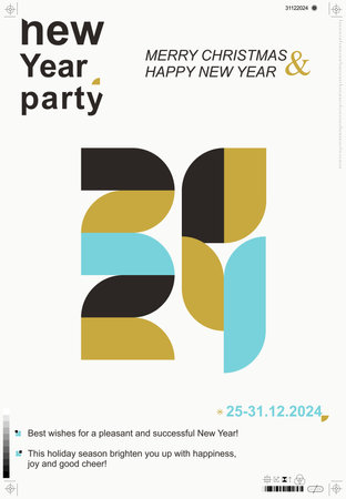 Happy New Year 2024 background. Holiday greeting card design. Cover design of 2024 Merry Christmas. trend typography. creative concept. New Year 2024 design poster, banner, card, christmas decorationのイラスト素材