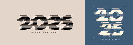 2025 Happy New Year posters. Creative concept Christmas of with typography logo numbers 2025 for...