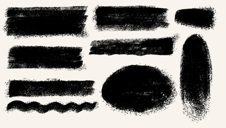 Set Of Vector Paint, Ink Dry Brush Stroke, Brush, Line Or Texture. Black Dirty Artistic Decorative Element, Box, Frame Or Design Background For Text. Hand Drawn Grunge Brush Stroke Collection.のイラスト素材