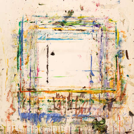 Messy Colorful paint spots on paper. Picturesque stretcher after pictures. Abstract frame.の写真素材