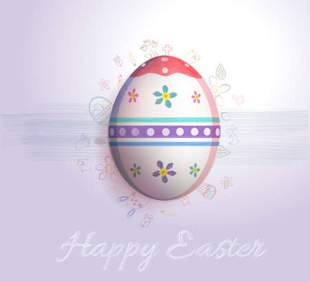 Easter egg. Outline element, happy easter textのイラスト素材