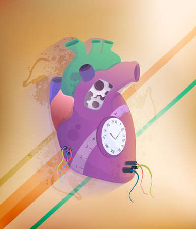 Steampunk Human Heart. Vector illustration