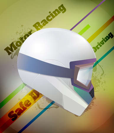 Motorcycle helmet white  motostreer text, vector illustrationのイラスト素材