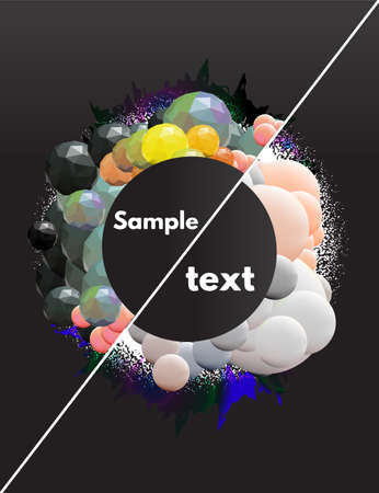 Abstract 3D concept illustration, sphere triangle, background black